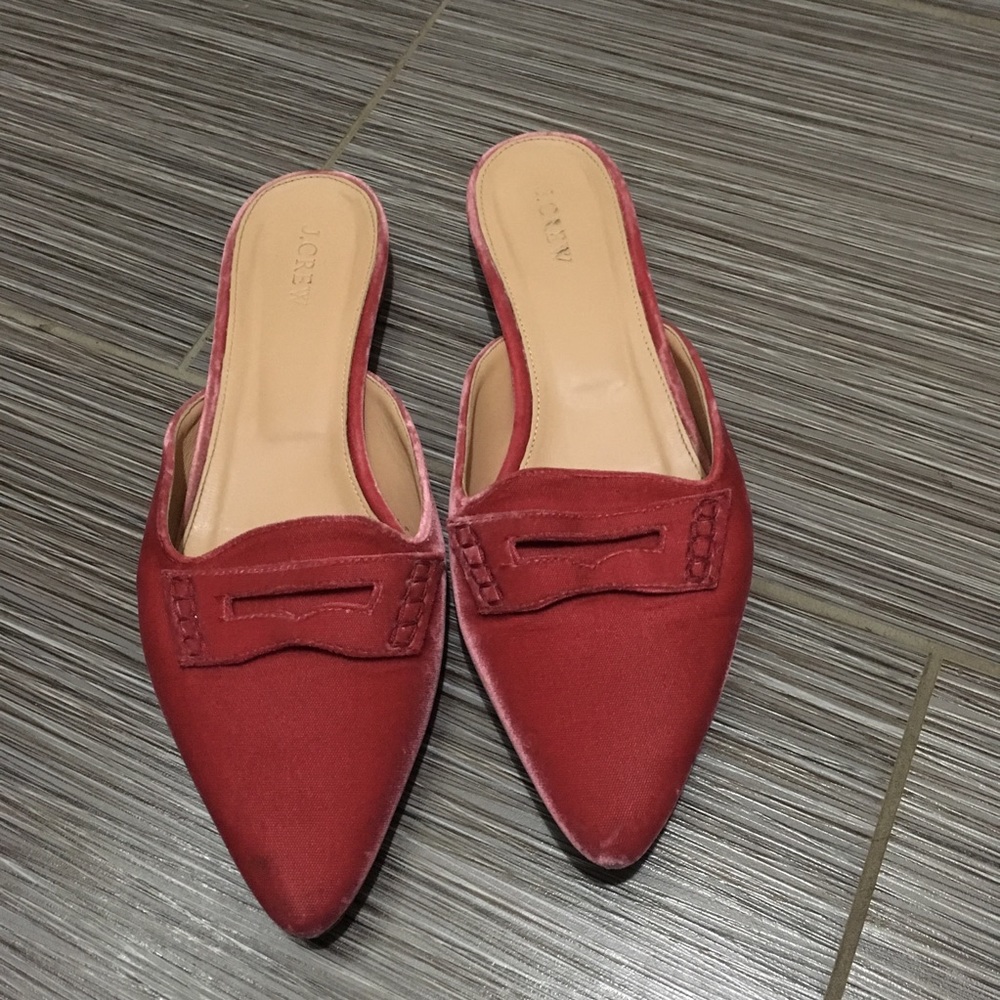 J. Crew velvet toe slides